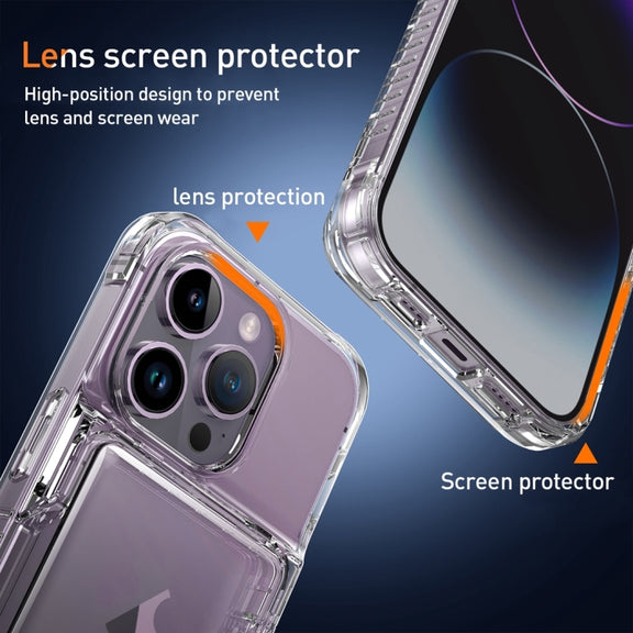 For iPhone 15 Pro Max Crystal Clear Flip Card Slot Phone Case(Transparent)