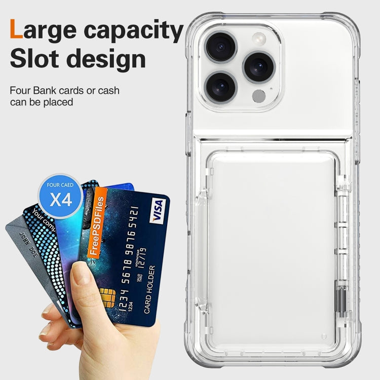 For iPhone 16 Pro Max Crystal Clear Flip Card Slot Phone Case(Transparent) - iPhone 16 Pro Max Cases by PMC TechLife | Online Shopping South Africa | PMC TechLife | Buy Now Pay Later Mobicred