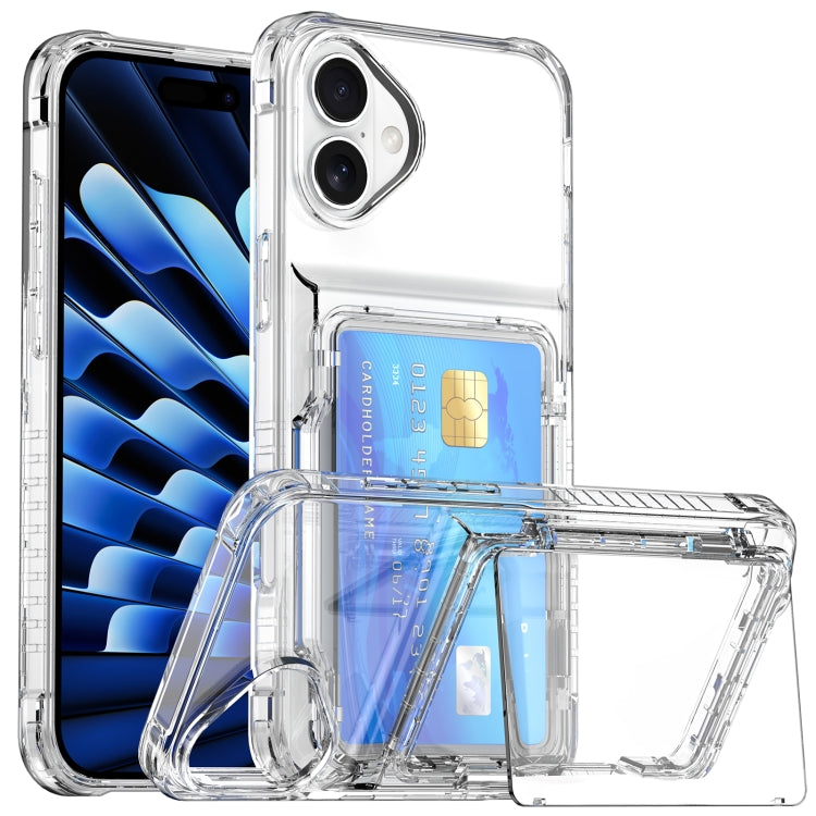For iPhone 16 Plus Crystal Clear Flip Card Slot Phone Case(Transparent) - iPhone 16 Plus Cases by PMC TechLife | Online Shopping South Africa | PMC TechLife | Buy Now Pay Later Mobicred