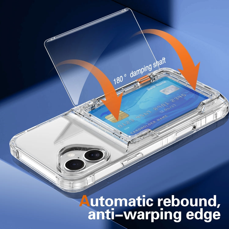 For iPhone 16 Crystal Clear Flip Card Slot Phone Case(Transparent)