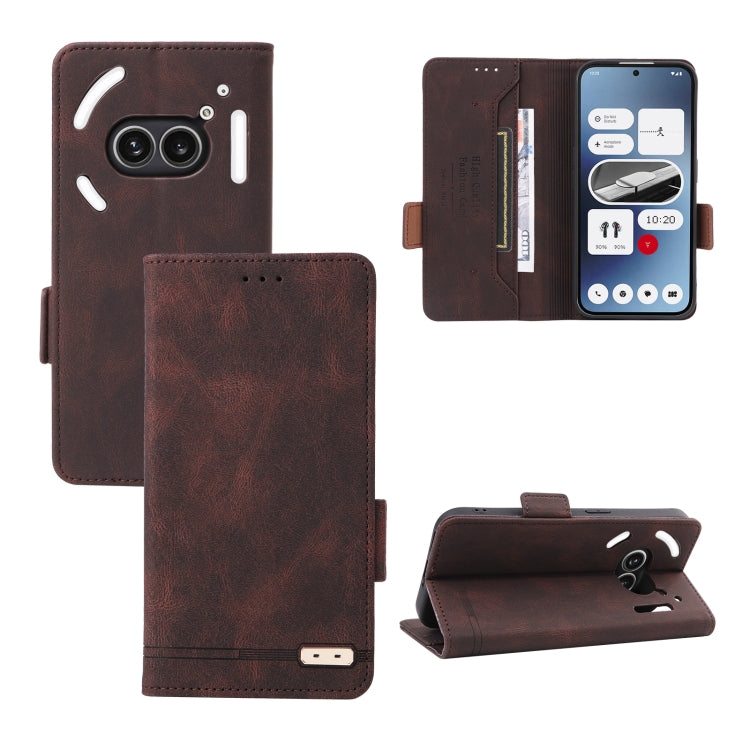 For Nothing Phone 2a Magnetic Clasp Leather Phone Case(Brown) - More Brand by PMC TechLife | Online Shopping South Africa | PMC TechLife | Buy Now Pay Later Mobicred