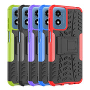 For Motorola Moto G Play 4G 2024 Tire Texture TPU + PC Phone Case with Holder(Red)
