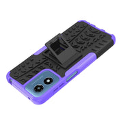 For Motorola Moto G Play 4G 2024 Tire Texture TPU + PC Phone Case with Holder(Purple)