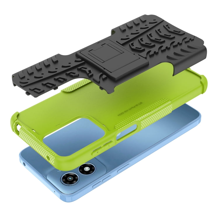 For Motorola Moto G Play 4G 2024 Tire Texture TPU + PC Phone Case with Holder(Green) - Motorola Cases by PMC Jewellery | Online Shopping South Africa | PMC Jewellery | Buy Now Pay Later Mobicred