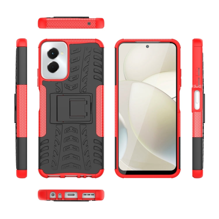 For Motorola Moto G Power 5G 2024 Tire Texture TPU + PC Phone Case with Holder(Red) - Motorola Cases by PMC Jewellery | Online Shopping South Africa | PMC Jewellery | Buy Now Pay Later Mobicred