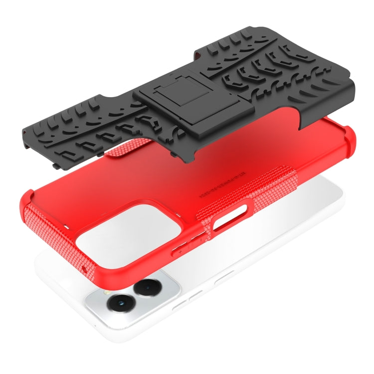 For Motorola Moto G Power 5G 2024 Tire Texture TPU + PC Phone Case with Holder(Red) - Motorola Cases by PMC Jewellery | Online Shopping South Africa | PMC Jewellery | Buy Now Pay Later Mobicred