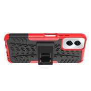 For Motorola Moto G Power 5G 2024 Tire Texture TPU + PC Phone Case with Holder(Red)