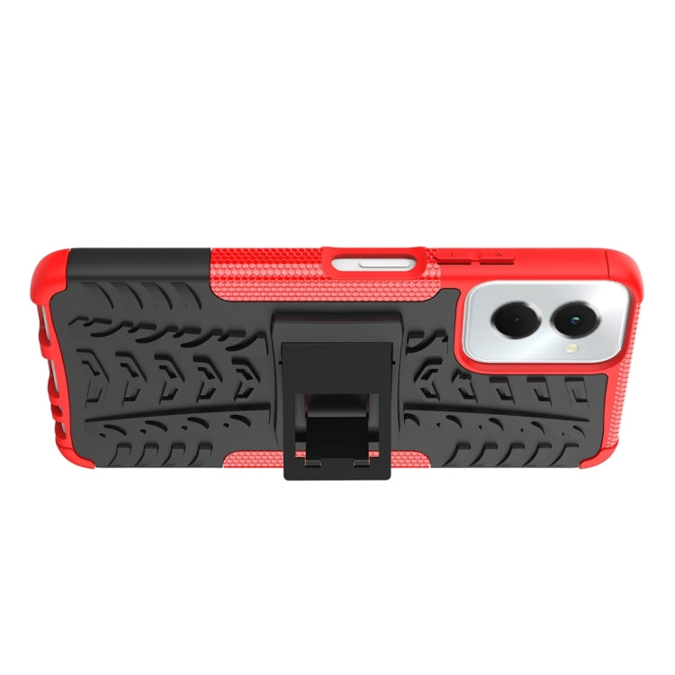 For Motorola Moto G Power 5G 2024 Tire Texture TPU + PC Phone Case with Holder(Red)