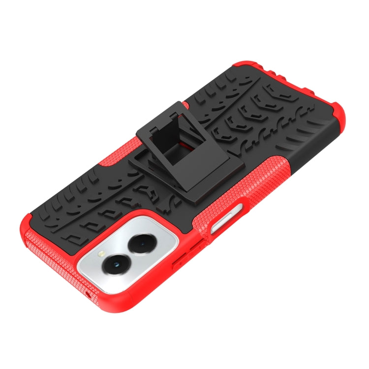 For Motorola Moto G Power 5G 2024 Tire Texture TPU + PC Phone Case with Holder(Red) - Motorola Cases by PMC Jewellery | Online Shopping South Africa | PMC Jewellery | Buy Now Pay Later Mobicred