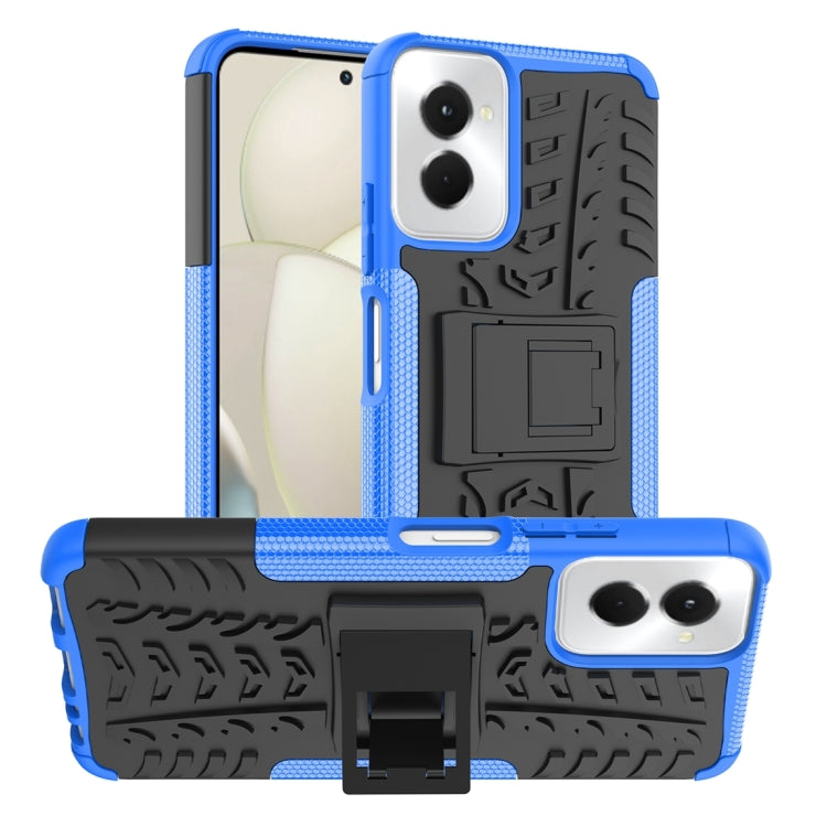 For Motorola Moto G Power 5G 2024 Tire Texture TPU + PC Phone Case with Holder(Blue) - Motorola Cases by PMC Jewellery | Online Shopping South Africa | PMC Jewellery | Buy Now Pay Later Mobicred
