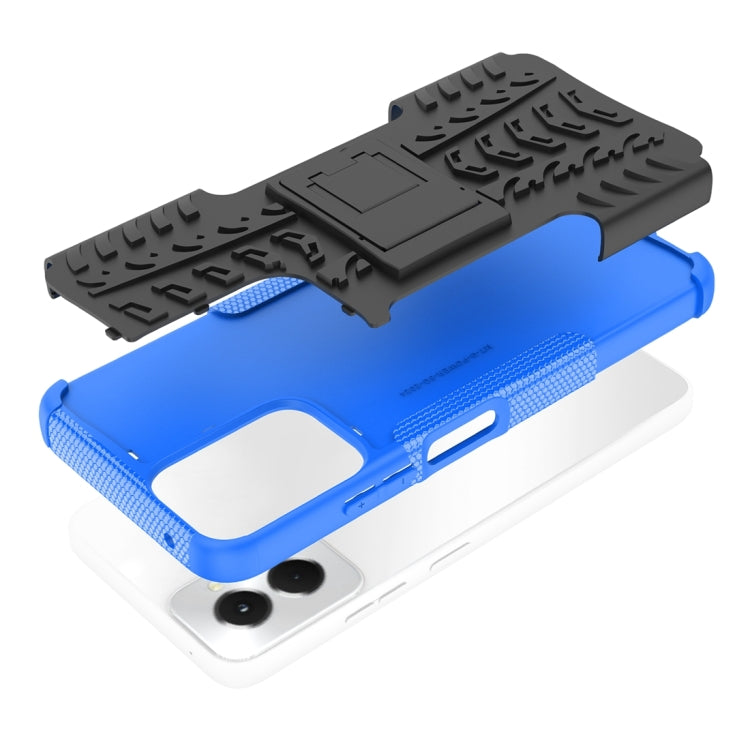 For Motorola Moto G Power 5G 2024 Tire Texture TPU + PC Phone Case with Holder(Blue)