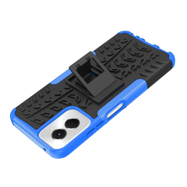 For Motorola Moto G Power 5G 2024 Tire Texture TPU + PC Phone Case with Holder(Blue)