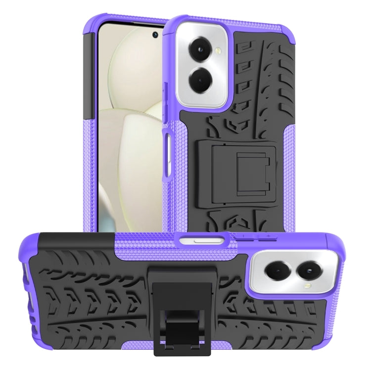 For Motorola Moto G Power 5G 2024 Tire Texture TPU + PC Phone Case with Holder(Purple) - Motorola Cases by PMC Jewellery | Online Shopping South Africa | PMC Jewellery | Buy Now Pay Later Mobicred