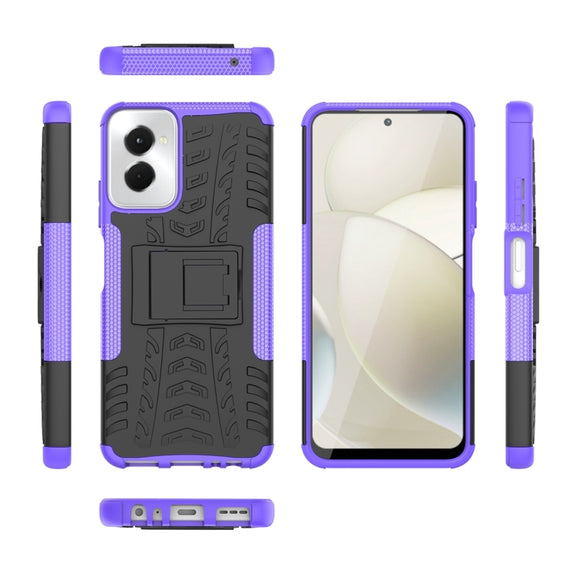 For Motorola Moto G Power 5G 2024 Tire Texture TPU + PC Phone Case with Holder(Purple)