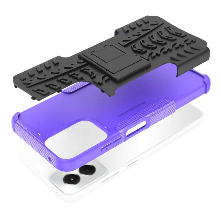 For Motorola Moto G Power 5G 2024 Tire Texture TPU + PC Phone Case with Holder(Purple) - Motorola Cases by PMC Jewellery | Online Shopping South Africa | PMC Jewellery | Buy Now Pay Later Mobicred