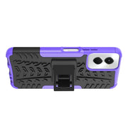 For Motorola Moto G Power 5G 2024 Tire Texture TPU + PC Phone Case with Holder(Purple)