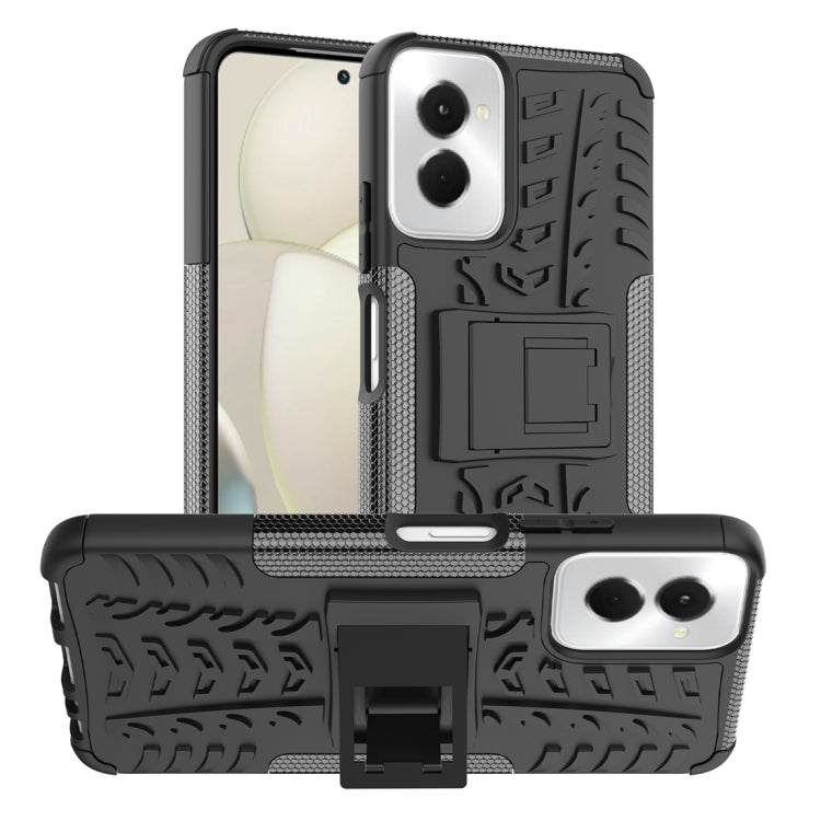 For Motorola Moto G Power 5G 2024 Tire Texture TPU + PC Phone Case with Holder(Black) - Motorola Cases by PMC Jewellery | Online Shopping South Africa | PMC Jewellery | Buy Now Pay Later Mobicred
