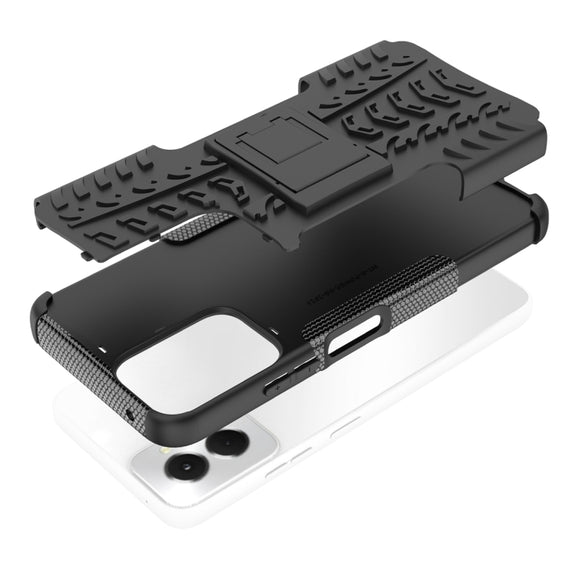 For Motorola Moto G Power 5G 2024 Tire Texture TPU + PC Phone Case with Holder(Black)