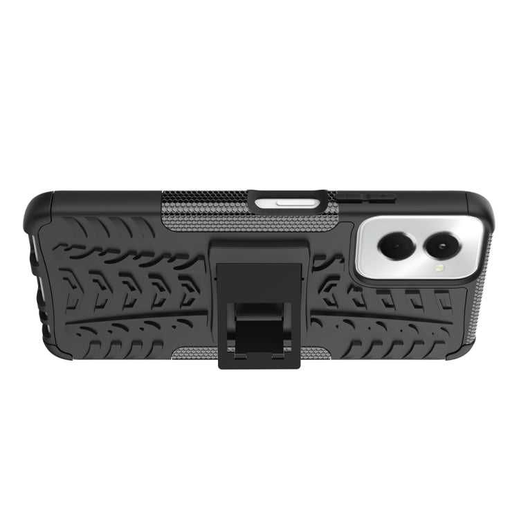 For Motorola Moto G Power 5G 2024 Tire Texture TPU + PC Phone Case with Holder(Black)
