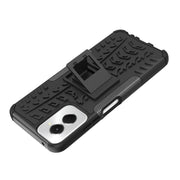 For Motorola Moto G Power 5G 2024 Tire Texture TPU + PC Phone Case with Holder(Black)
