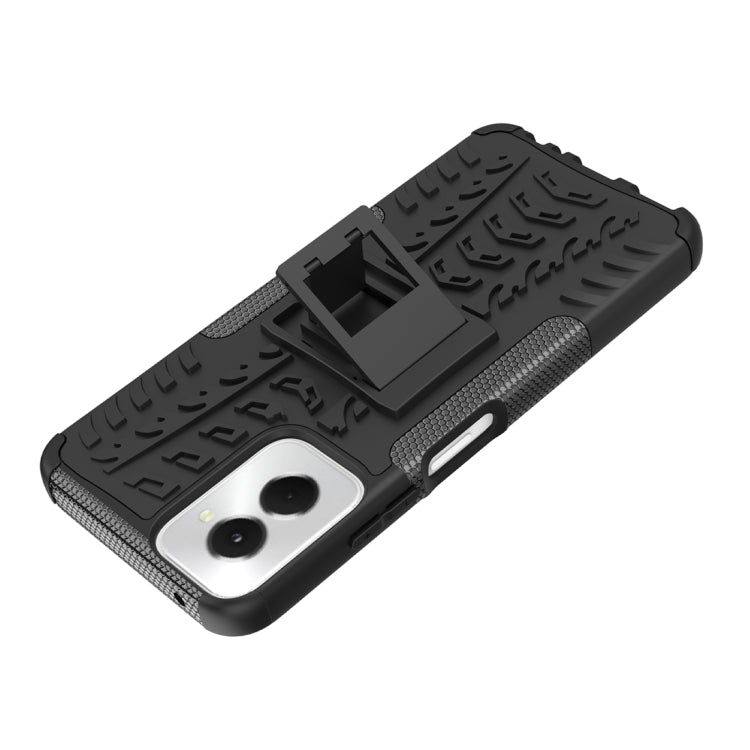 For Motorola Moto G Power 5G 2024 Tire Texture TPU + PC Phone Case with Holder(Black)