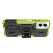 For Motorola Moto G Power 5G 2024 Tire Texture TPU + PC Phone Case with Holder(Green)