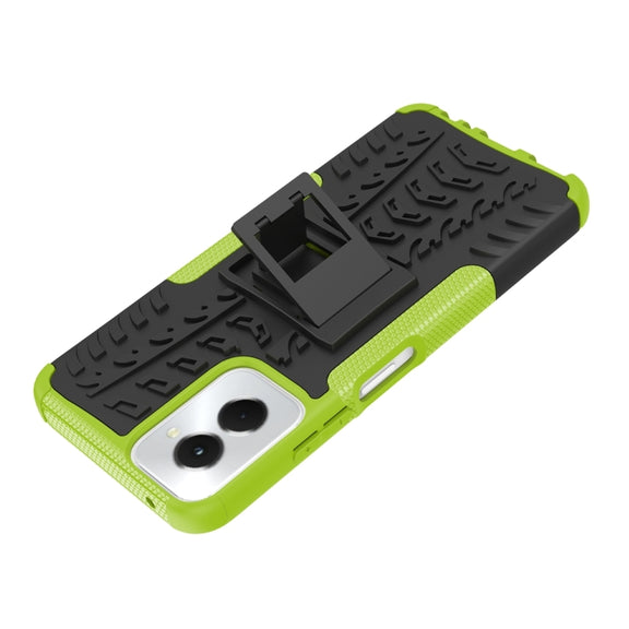 For Motorola Moto G Power 5G 2024 Tire Texture TPU + PC Phone Case with Holder(Green)