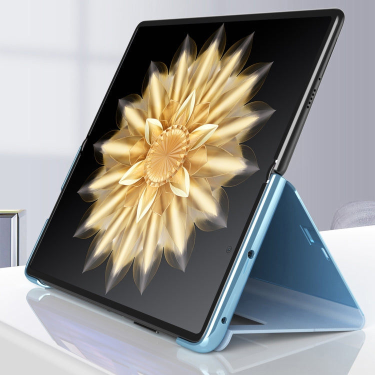 For Honor Magic V2 Electroplated Mirror Protective Phone Case with Holder(Silver) - Honor Cases by PMC TechLife | Online Shopping South Africa | PMC TechLife | Buy Now Pay Later Mobicred