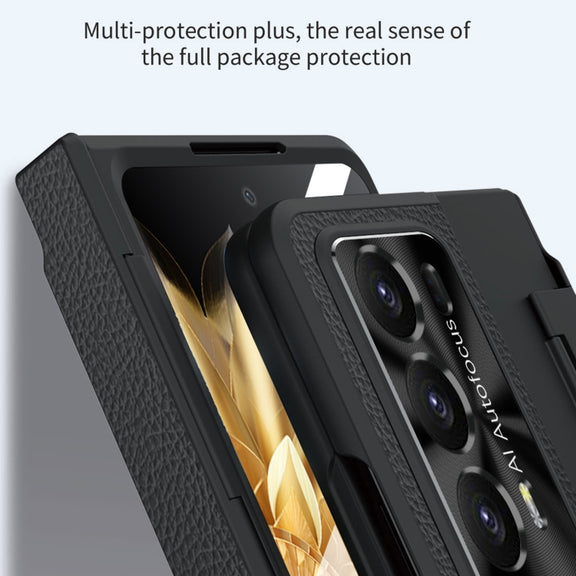 For Honor Magic V2 Shield Series Integrated Folding Phone Case(Blue+Gold)