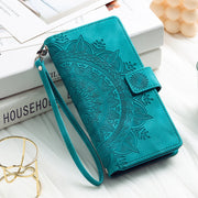For iPhone 16 Pro Max Multi-Card Totem Zipper Leather Phone Case(Green)
