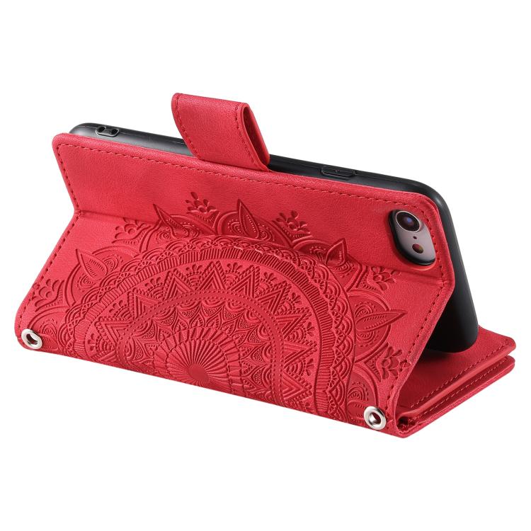 For iPhone 16e Multi-Card Totem Zipper Leather Phone Case(Red) - iPhone 16e Cases by PMC TechLife | Online Shopping South Africa | PMC TechLife | Buy Now Pay Later Mobicred