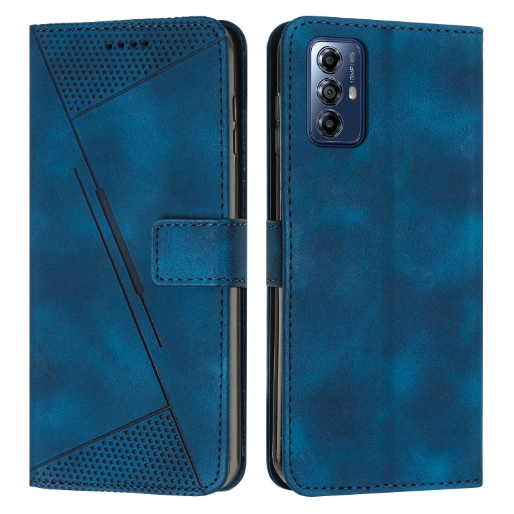 For Motorola Moto G Play 2024 Dream Triangle Leather Phone Case with Lanyard(Blue) - Motorola Cases by PMC Jewellery | Online Shopping South Africa | PMC Jewellery | Buy Now Pay Later Mobicred