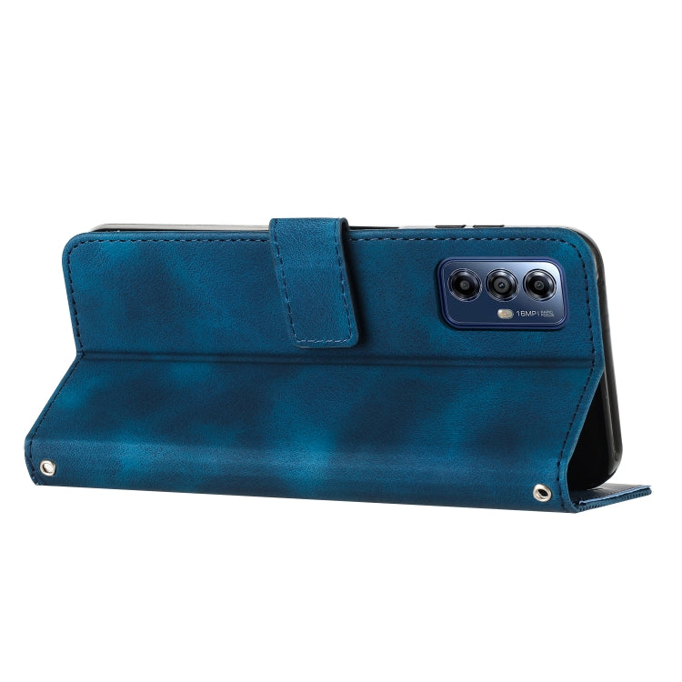 For Motorola Moto G Play 2024 Dream Triangle Leather Phone Case with Lanyard(Blue) - Motorola Cases by PMC Jewellery | Online Shopping South Africa | PMC Jewellery | Buy Now Pay Later Mobicred