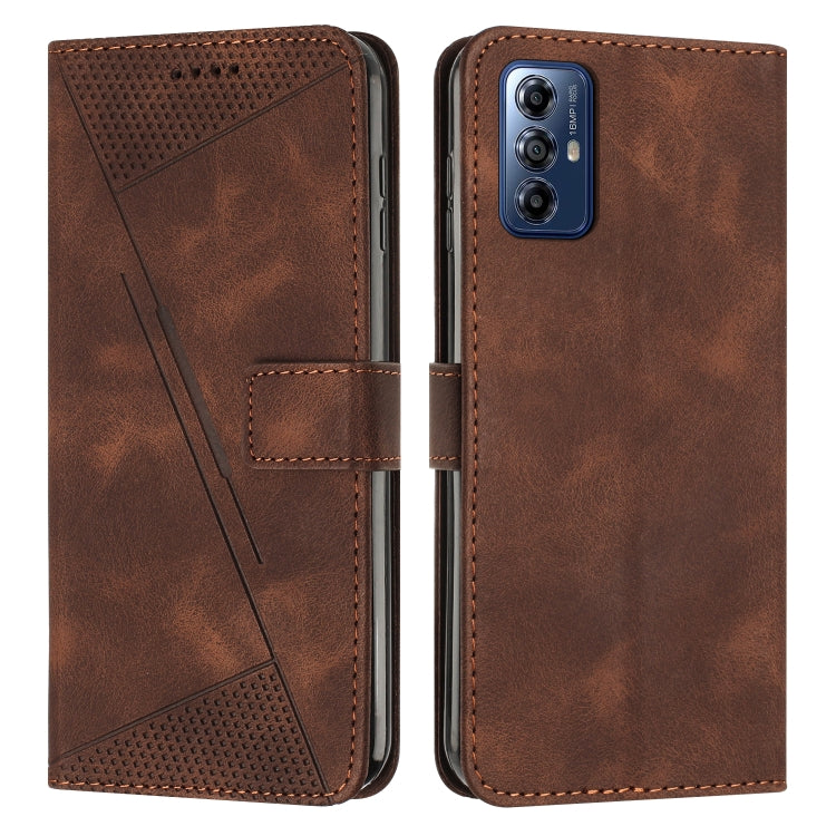 For Motorola Moto G Play 2024 Dream Triangle Leather Phone Case with Lanyard(Brown) - Motorola Cases by PMC Jewellery | Online Shopping South Africa | PMC Jewellery | Buy Now Pay Later Mobicred