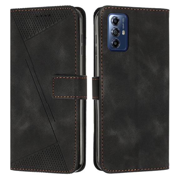 For Motorola Moto G Play 2024 Dream Triangle Leather Phone Case with Lanyard(Black)