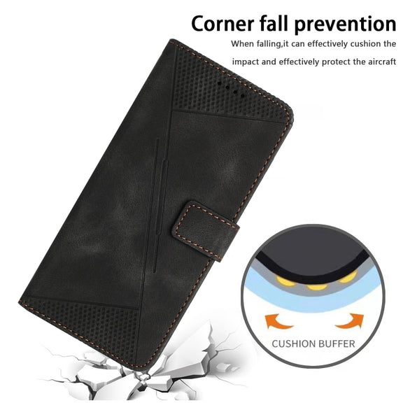 For Motorola Moto G Play 2024 Dream Triangle Leather Phone Case with Lanyard(Black)