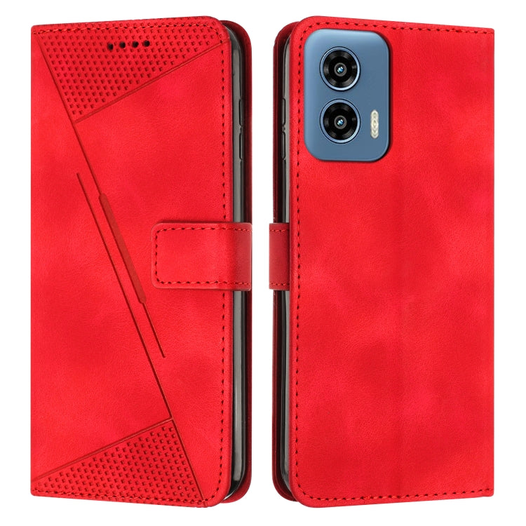 For Motorola Moto G Play 5G 2024/Moto G 5G 2024 Dream Triangle Leather Phone Case with Lanyard(Red) - Motorola Cases by PMC Jewellery | Online Shopping South Africa | PMC Jewellery | Buy Now Pay Later Mobicred