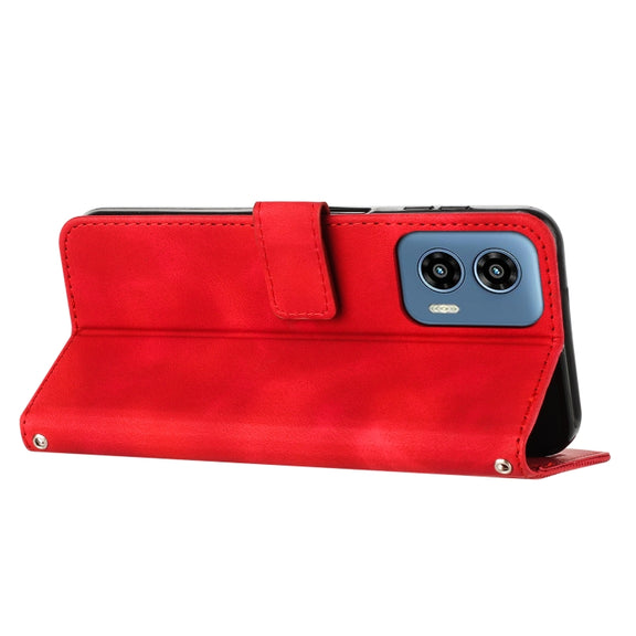 For Motorola Moto G Play 5G 2024/Moto G 5G 2024 Dream Triangle Leather Phone Case with Lanyard(Red)