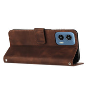 For Motorola Moto G Play 5G 2024/Moto G 5G 2024 Dream Triangle Leather Phone Case with Lanyard(Brown)