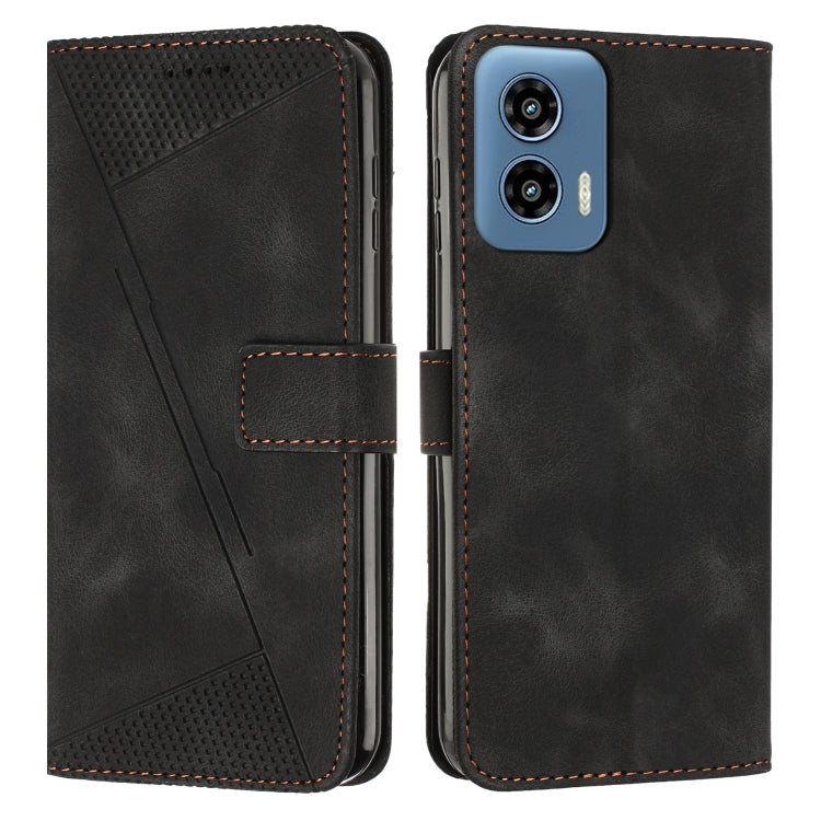 For Motorola Moto G Play 5G 2024/Moto G 5G 2024 Dream Triangle Leather Phone Case with Lanyard(Black) - Motorola Cases by PMC Jewellery | Online Shopping South Africa | PMC Jewellery | Buy Now Pay Later Mobicred