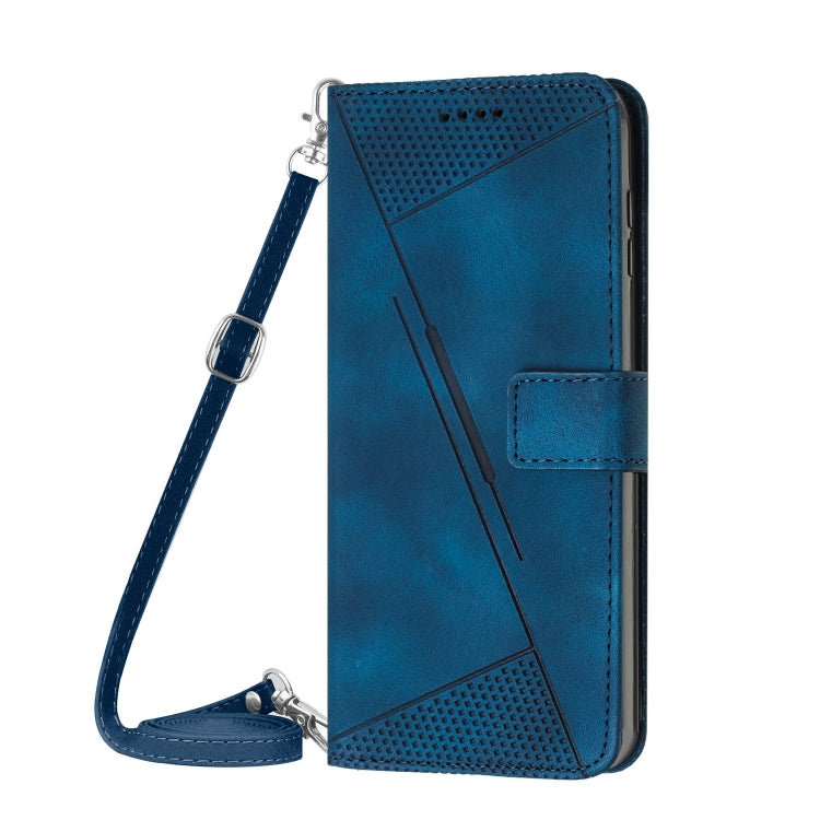 For Motorola Edge 2024 Dream Triangle Leather Phone Case with Lanyard(Blue) - free shipping - PMC Jewellery - Order now!