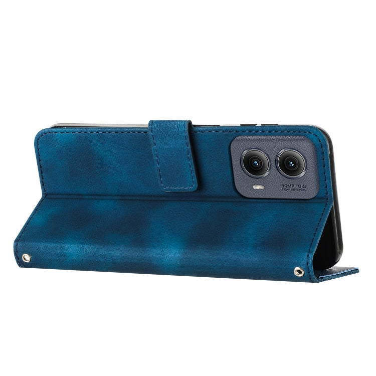 For Motorola Edge 2024 Dream Triangle Leather Phone Case with Lanyard(Blue) - free shipping - PMC Jewellery - Order now!