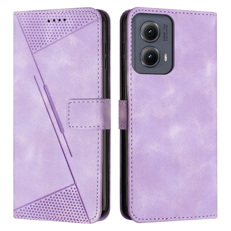 For Motorola Edge 2024 Dream Triangle Leather Phone Case with Lanyard(Purple) - Motorola Cases by PMC Jewellery | Online Shopping South Africa | PMC Jewellery | Buy Now Pay Later Mobicred
