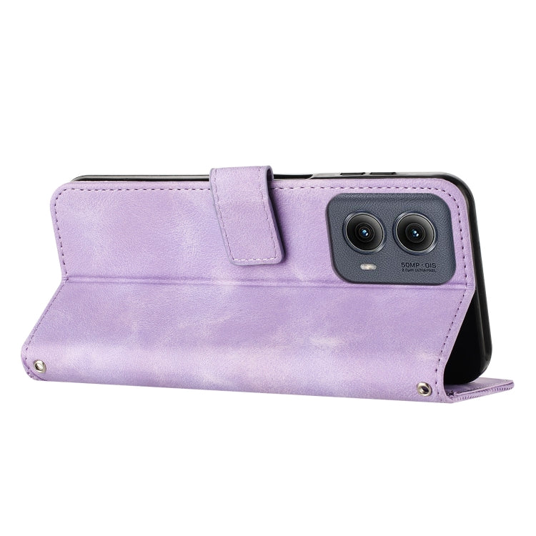 For Motorola Edge 2024 Dream Triangle Leather Phone Case with Lanyard(Purple) - Motorola Cases by PMC Jewellery | Online Shopping South Africa | PMC Jewellery | Buy Now Pay Later Mobicred