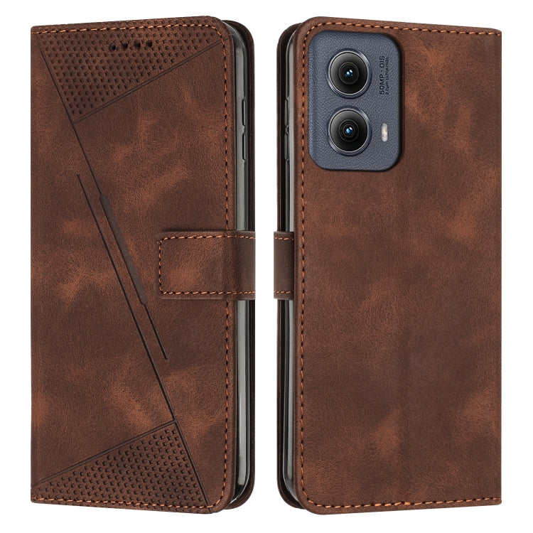 For Motorola Edge 2024 Dream Triangle Leather Phone Case with Lanyard(Brown) - Motorola Cases by PMC Jewellery | Online Shopping South Africa | PMC Jewellery | Buy Now Pay Later Mobicred