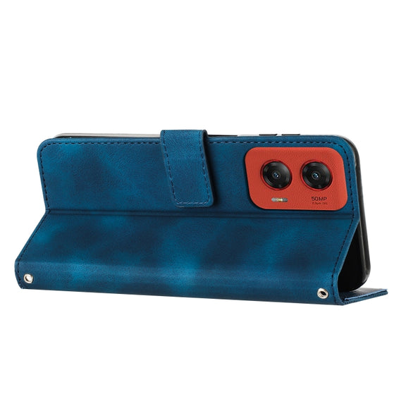 For Motorola Moto G Stylus 5G 2024 Dream Triangle Leather Phone Case with Lanyard(Blue)