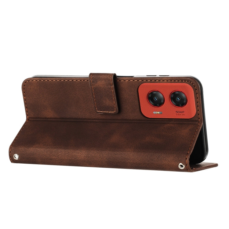 For Motorola Moto G Stylus 5G 2024 Dream Triangle Leather Phone Case with Lanyard(Brown) - Motorola Cases by PMC Jewellery | Online Shopping South Africa | PMC Jewellery | Buy Now Pay Later Mobicred