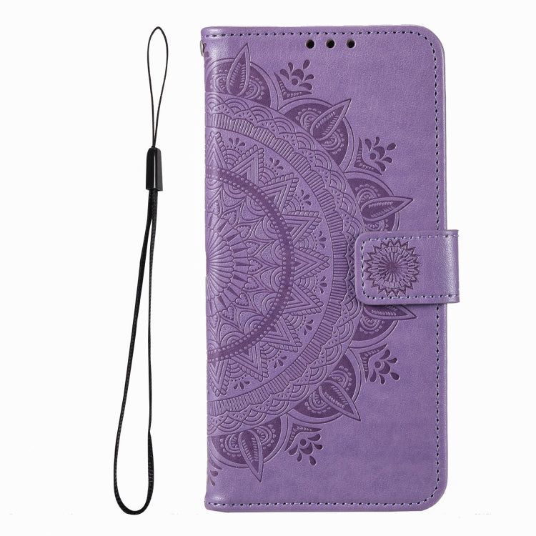 For iPhone 16 Pro Max Totem Flower Embossed Leather Phone Case(Purple) - iPhone 16 Pro Max Cases by PMC TechLife | Online Shopping South Africa | PMC TechLife | Buy Now Pay Later Mobicred