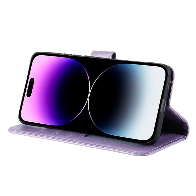 For iPhone 16 Pro Totem Flower Embossed Leather Phone Case(Purple) - iPhone 16 Pro Cases by PMC TechLife | Online Shopping South Africa | PMC TechLife | Buy Now Pay Later Mobicred