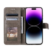 For iPhone 16 Plus Totem Flower Embossed Leather Phone Case(Grey)